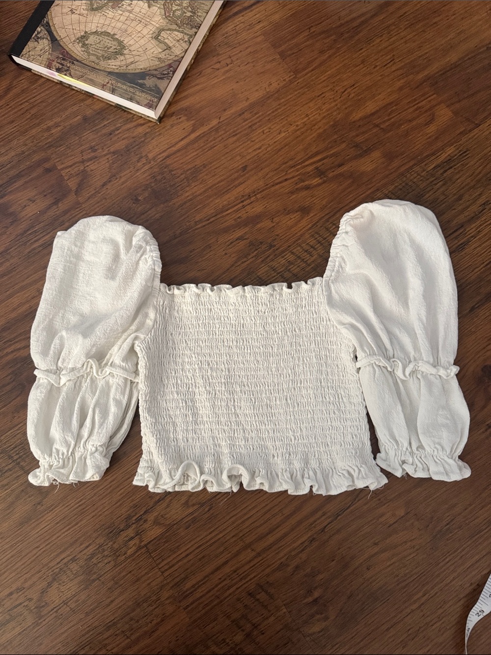HYFVE White Smocked Puff Sleeve Crop Top 2.R2